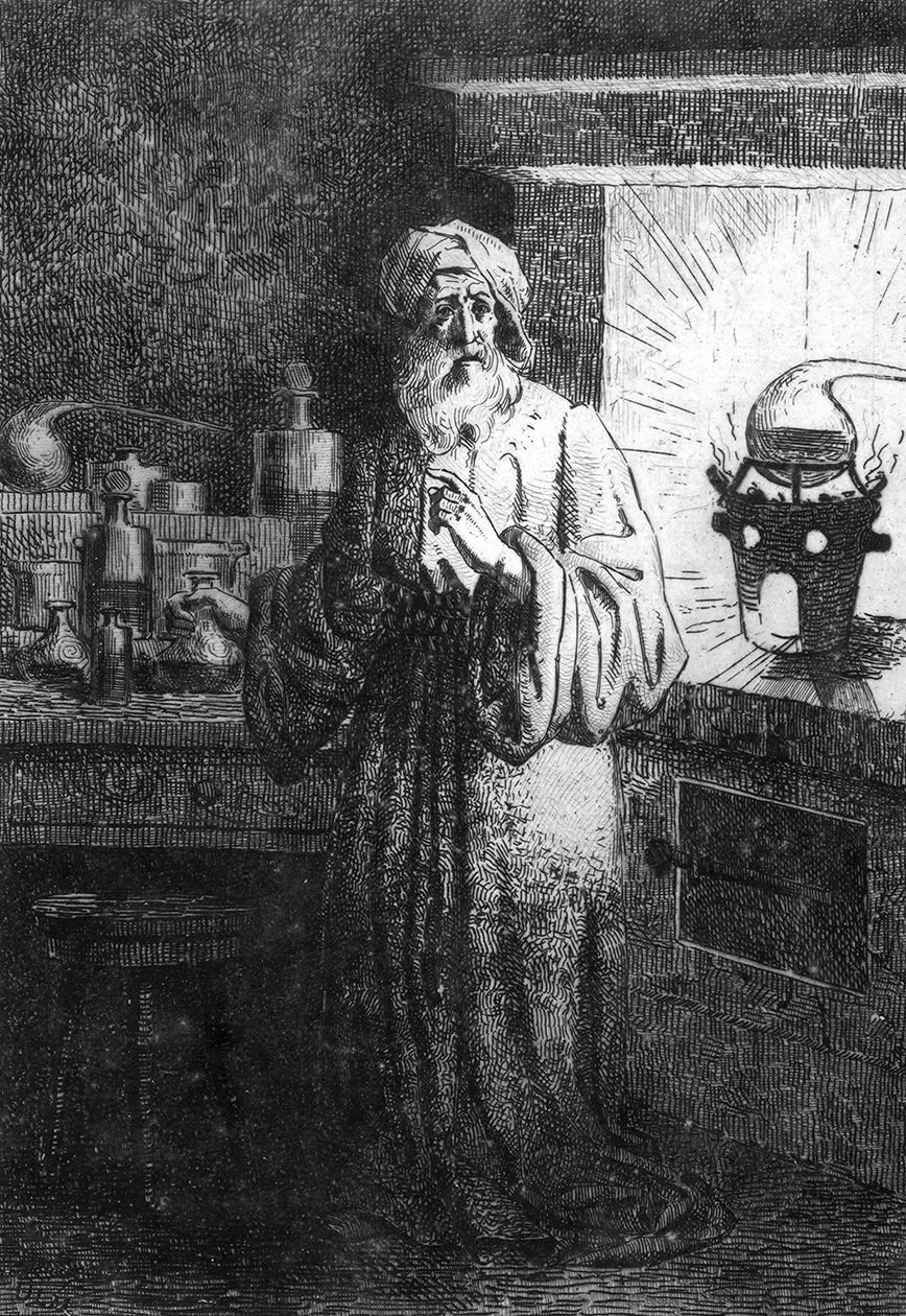 Hennig Brand ou Hennig Brandt Alquimista Alemão descobrindo o fósforo. de Unknown artist