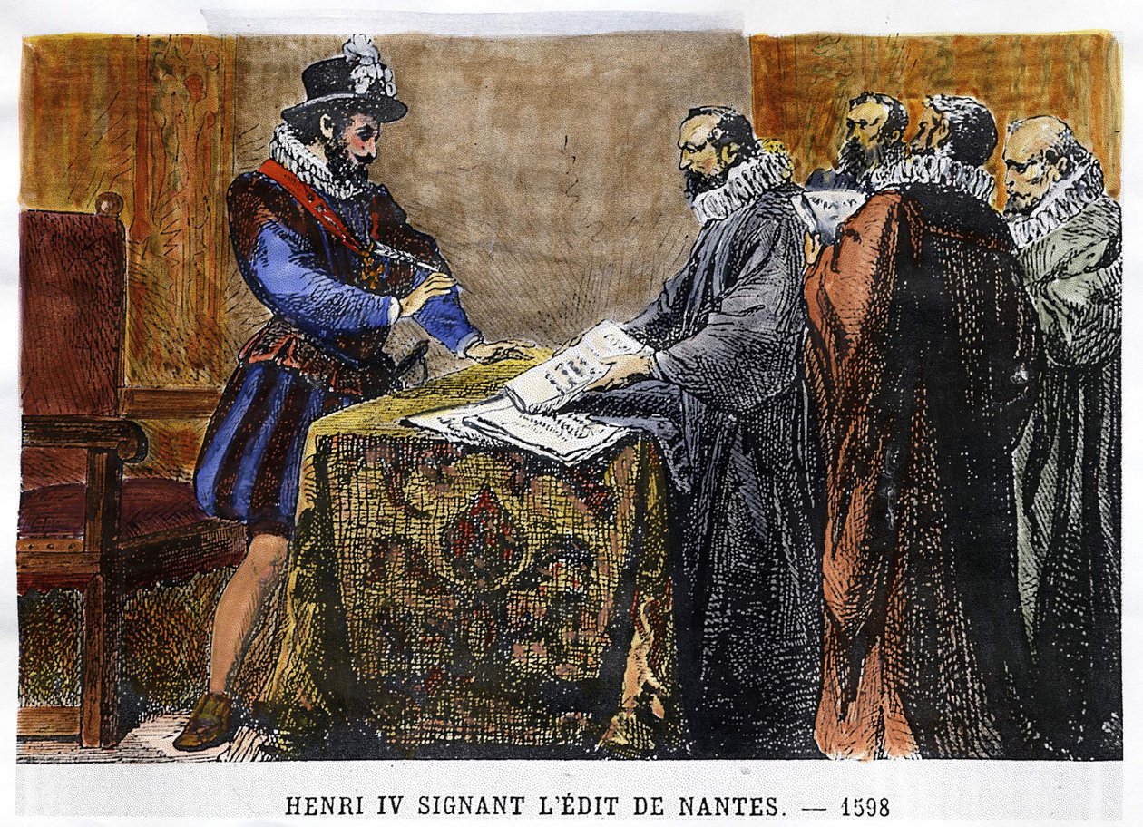 Henri IV (1553 - 1610) assinou a Edit de Nantes em 1598. de Unknown artist