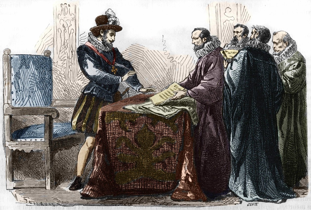 Henri IV (1553 - 1610) assinando a Edição de Nantes em 13 de Abril de 1598. de Unknown artist