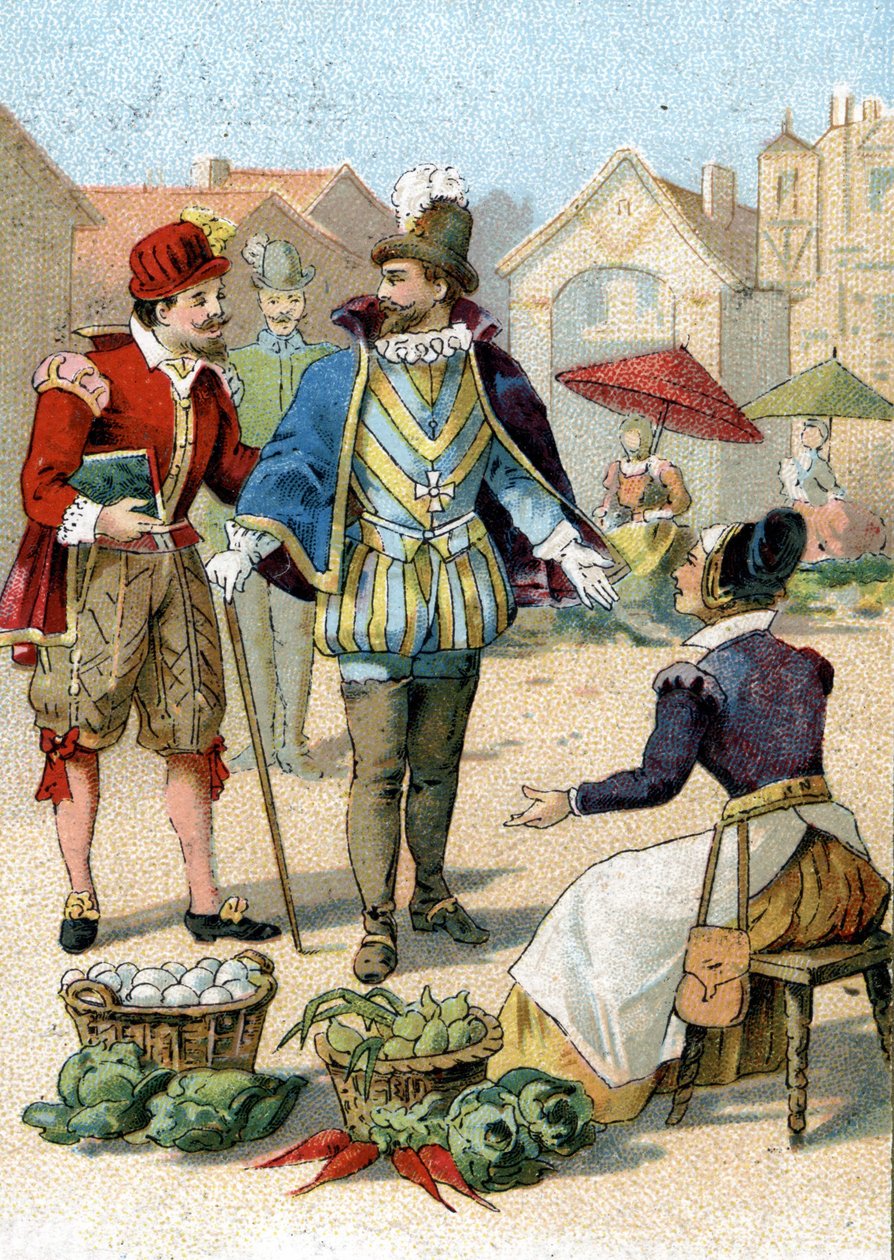 Henrique IV Rei da França (1553-1610) nas suas caminhadas em Paris. de Unknown artist