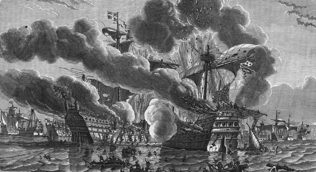 Herve Primoguet queimou a nave almirante da Inglaterra em 10 de agosto de Unknown artist