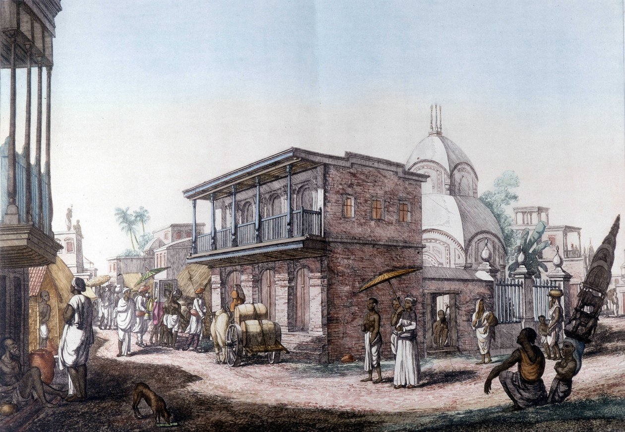 Edifícios hindus: rua na cidade de Calcutá (Kalkata), Índia. de Unknown artist