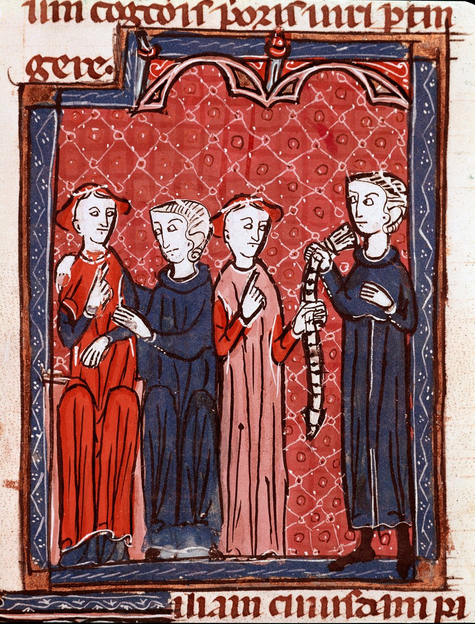 História do Direito Canónico: "Mulher condenada ao cinto de castidade" Miniatura tirada do "Decret de Gratien" ("Concordia discordantium canonum" ou "Decretum Gratiani") datada de 1140 e que regula as leis e os cânones da Igreja Católica Romana. 13º. de Unknown artist