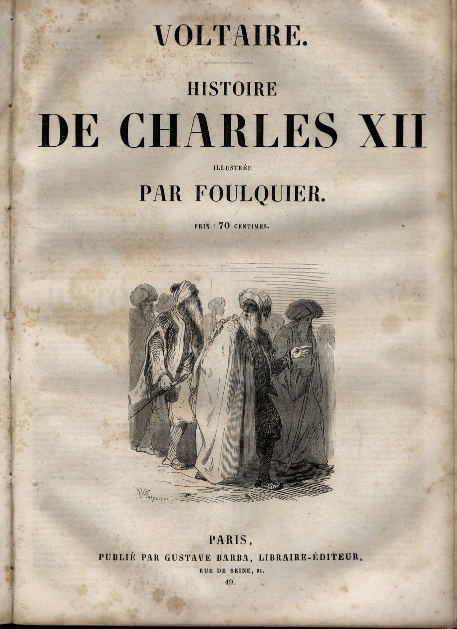 História de Carlos XII (Carl) (1682-1718), Rei da Suécia - por Voltaire - edição ca. 1846 de Unknown artist