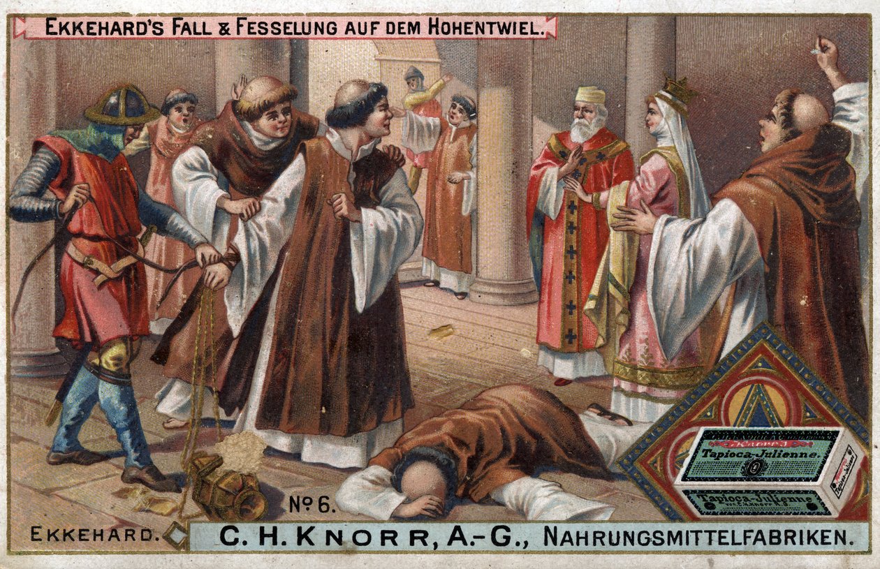 História de Ekkehard IV de St. Gallen (St. Gallen) ou Eckhard, Eckhart (980 -1057) erudit, e poeta latino. A queda de Ekkehard e seus reis em Hohentwiel. de Unknown artist