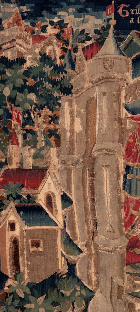 História de Saint Piat e Saint Eleuthère, Cena 14: A peste está aniquilando a cidade de Tournai. Detalhe. de Unknown artist
