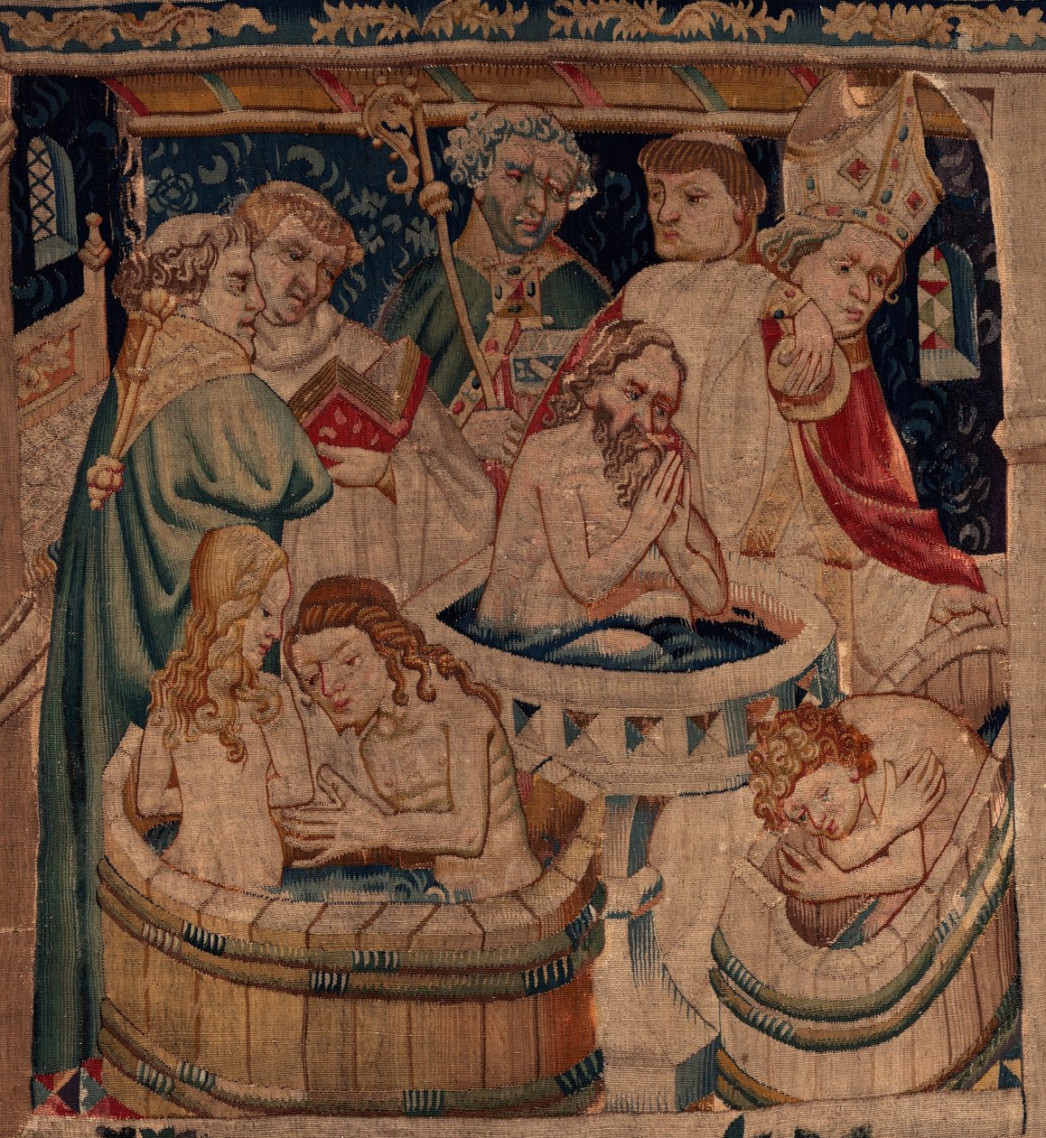 História de Saint Piat e Saint Eleuthère, Batismo Cena 7 dos exilados críticos, Detalhe. O batismo. de Unknown artist