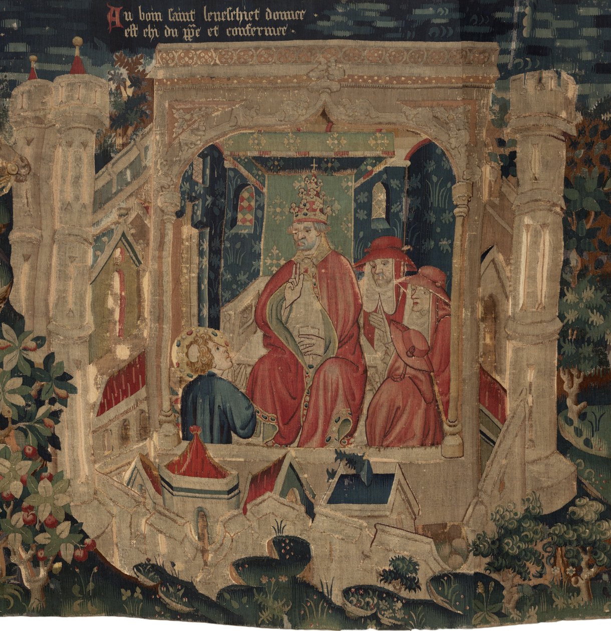 História de Saint Piat e Saint Eleuthère, Cena 9: A Santa Éleuthère é confirmada pelo Papa como bispo de Tournai. de Unknown artist