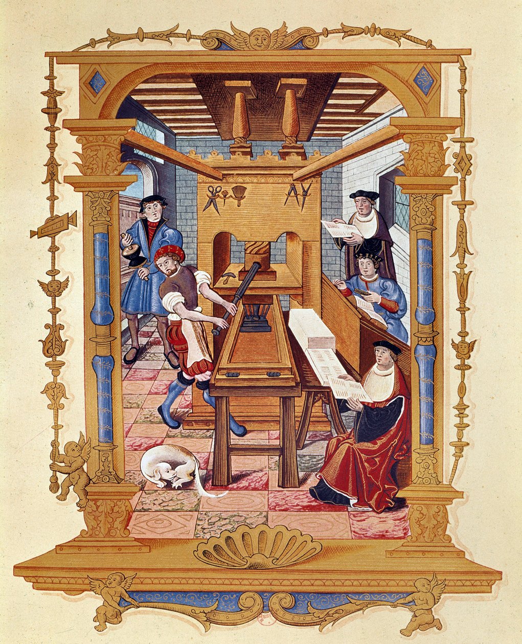 História da impressão: uma oficina tipográfica por volta de 1530. de Unknown artist