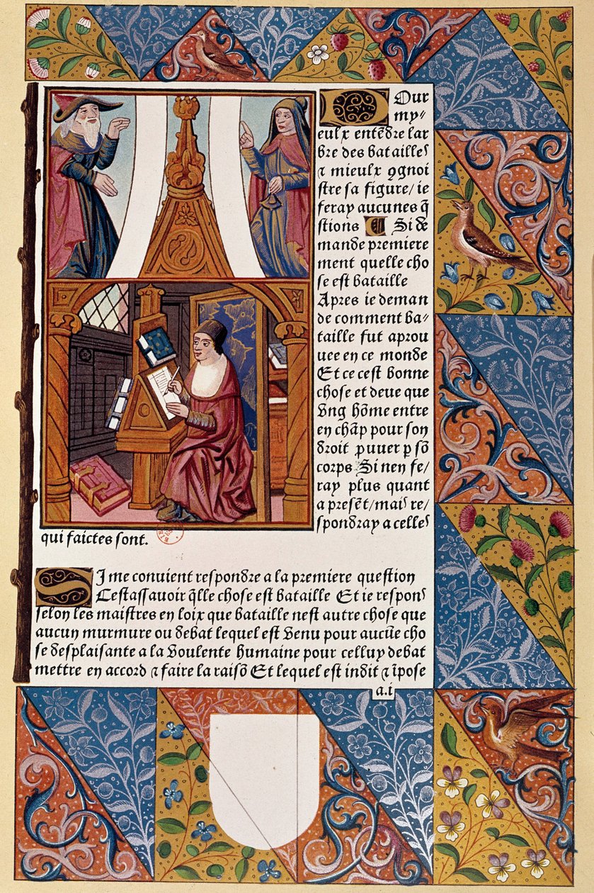 História da impressão: o editor Antoine Verard (? -1513) que compõe o seu livro. A partir de um manuscrito de 1494. de Unknown artist