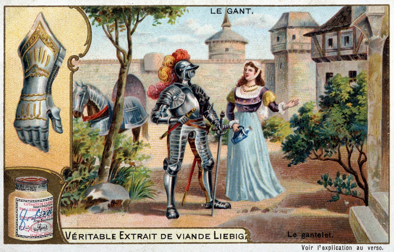 História da luva: a luva, peça de armadura, entre os povos escandinavos - Liebig chromolithography de Unknown artist