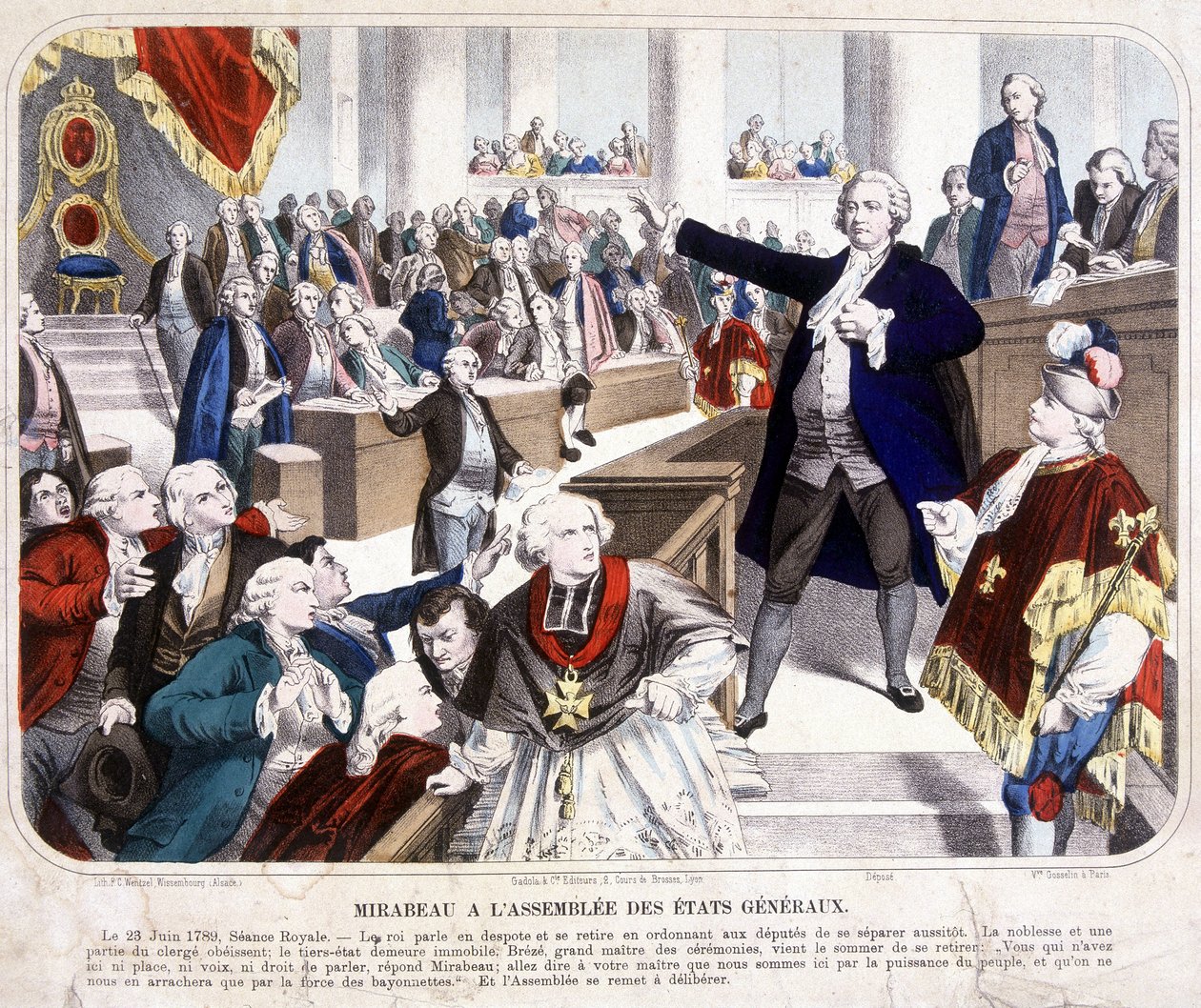 Honore Gabriel (Honore-Gabriel) Riqueti, Conde de Mirabeau (1749-1791) na assembleia dos États Génales: "Vai e diz ao teu mestre que estamos aqui pelo poder do povo e que eles só nos serão tirados pela força das baionetas" no dia 23 de Novembro de 1749-179 de Unknown artist