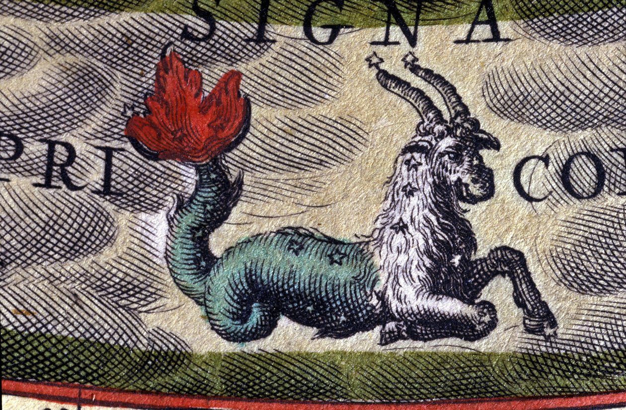 Horóscopo: signo do zodíaco, Capricórnio. Gravura do século XVI. de Unknown artist