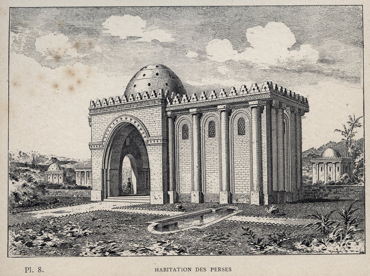 Housing Persians - gravura de 1889 em "Histoire de habitation humaine à l