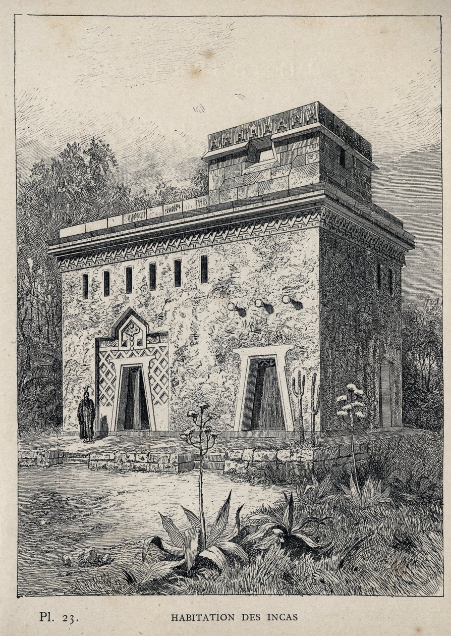 Housing of the Incas - gravura de 1889 em "Histoire de habitation humaine à l