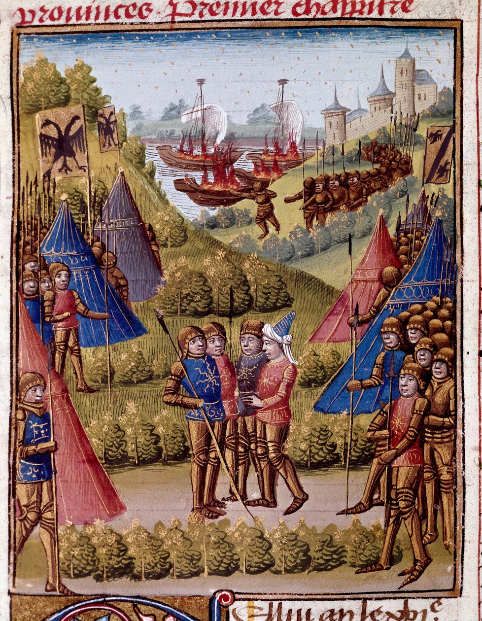Como os romanos abandonam as províncias do seu império Miniatura da "História Romana" (Ad urbe condita) por Tite Live (59 a.C.-17 d.C.) (Titus Livius), traduzido por Pierre Bressuire (ms. 310) 1450-1500 Chantilly, Musee Conde de Unknown artist