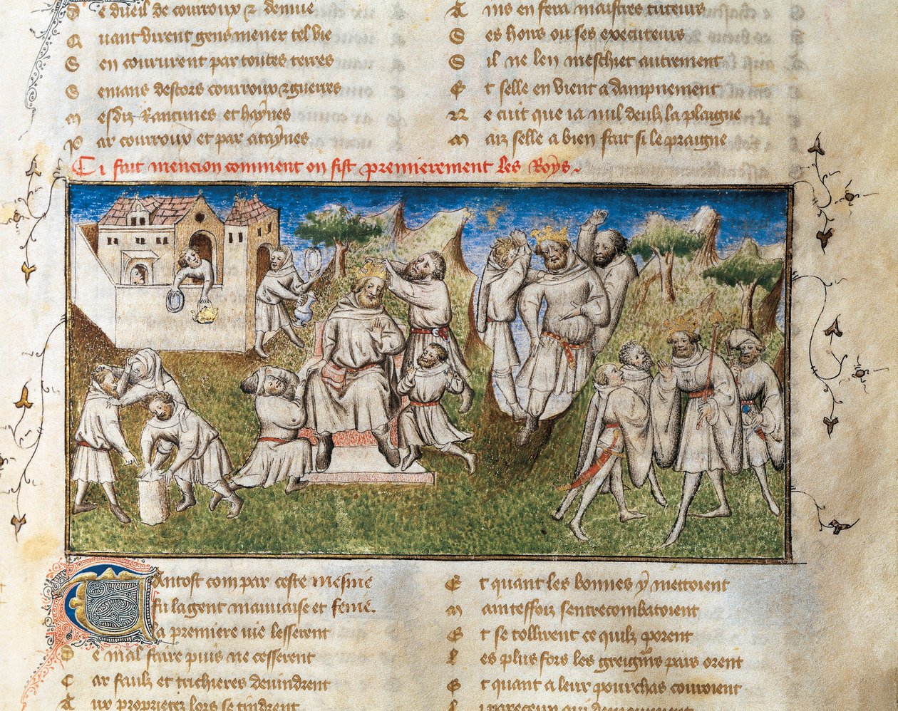 Como foram feitos os primeiros reis", de "Le roman de la rose", Folio 68v de Unknown artist