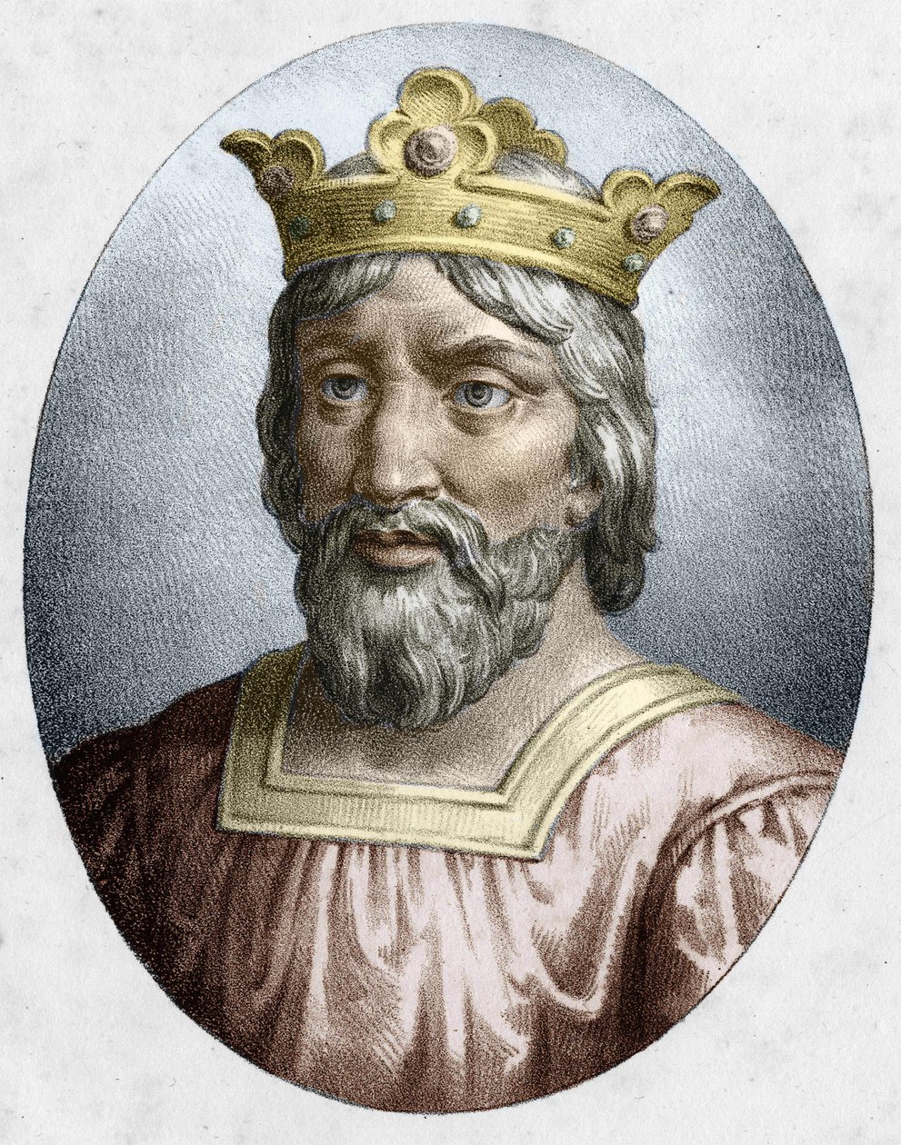 Hugues Capet (941-996), Rei de França, fundador da dinastia Capetian. Gravura do século XIX. de Unknown artist