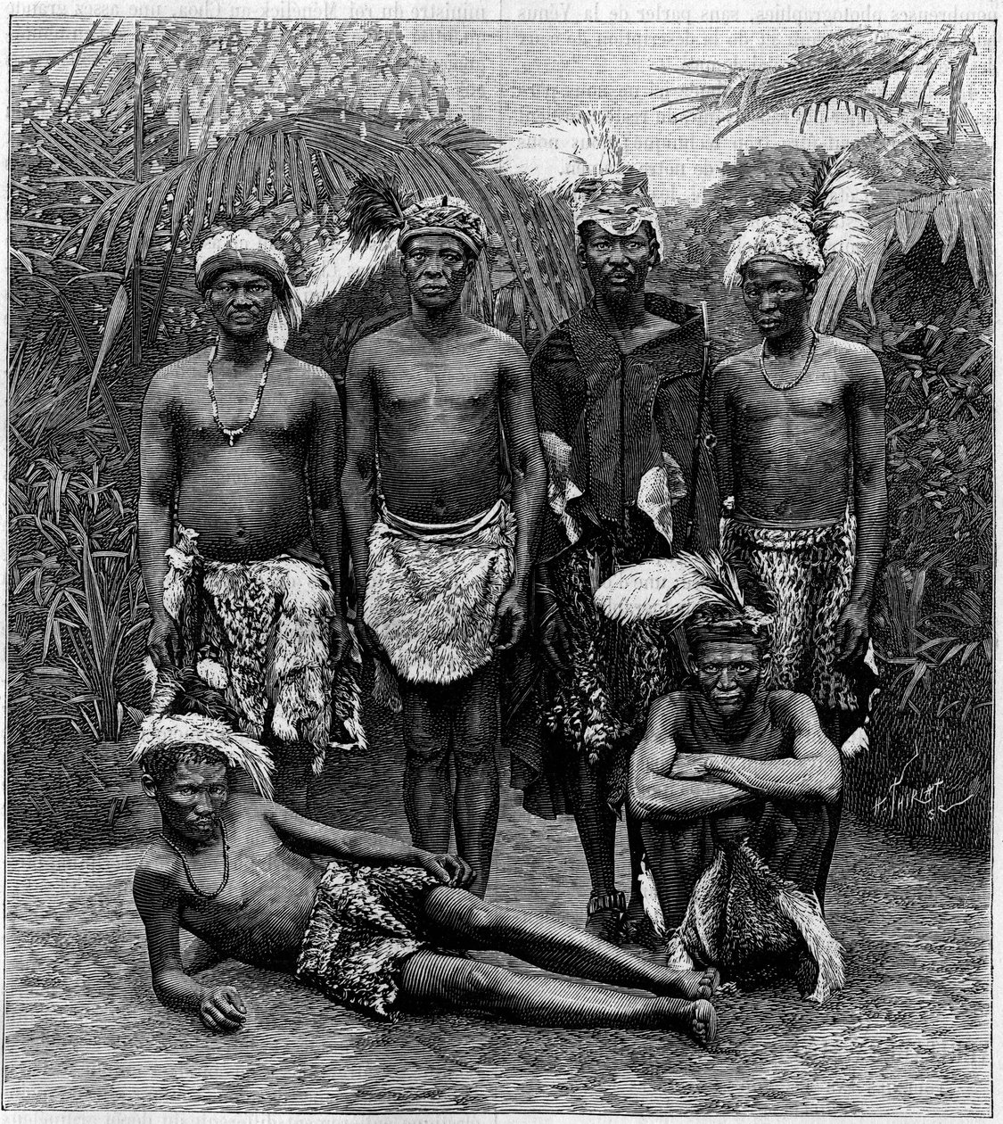 Jardim Zoológico Humano: grupo de homens Hottentots (África Austral) expõe no Jardin d