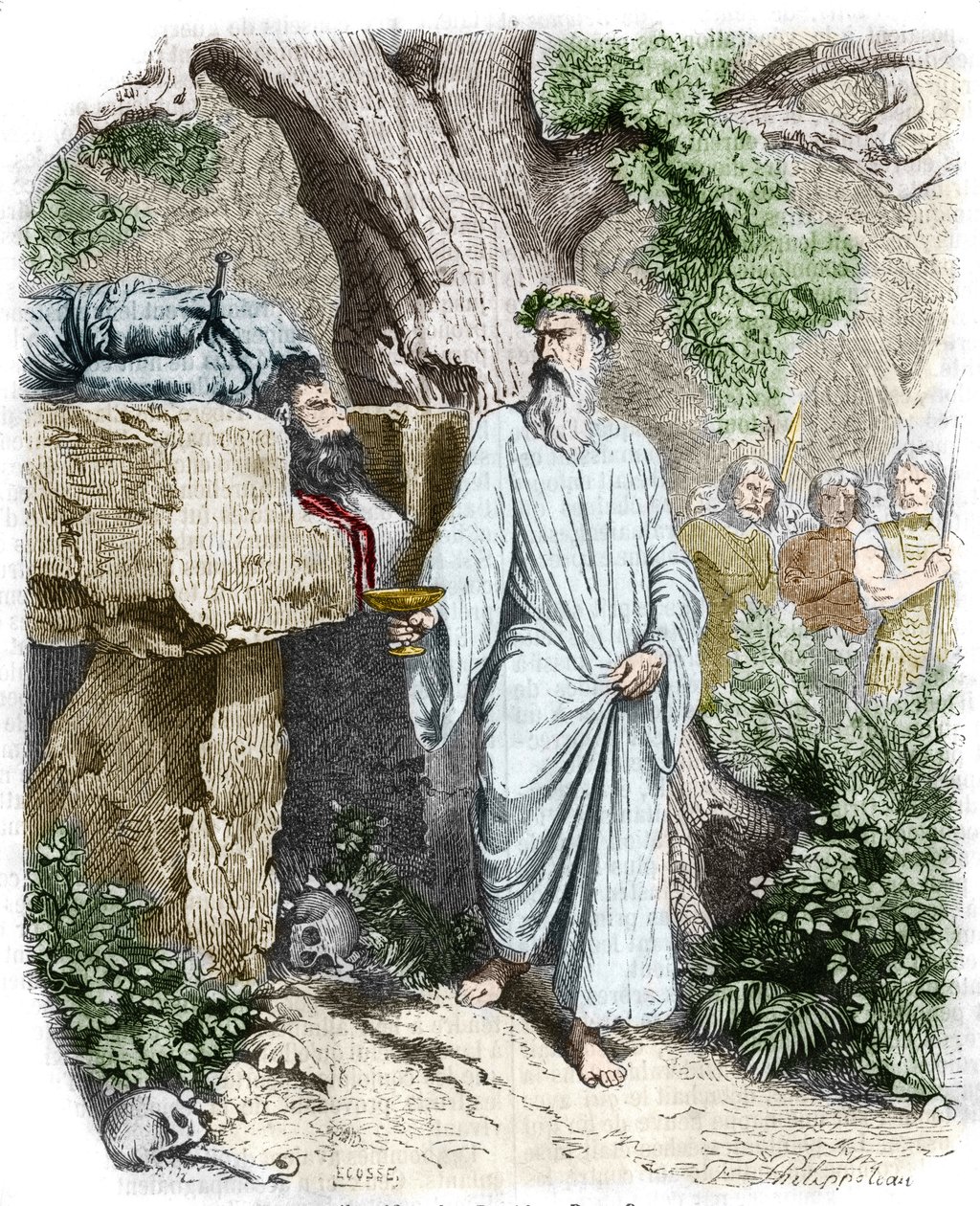 Sacrifício humano por um druida gaulês - no "Histoire de France" de Anquetil. Século XIX. de Unknown artist