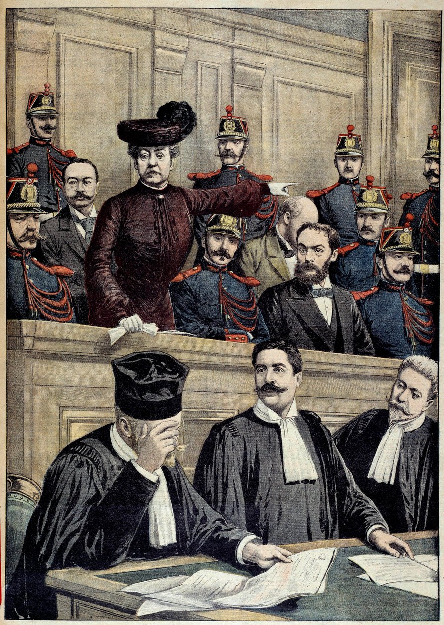 Caso Humbert: o julgamento de Therese Humbert (1856-1918), representada por um bandido francês, que fingiu ser a herança de um milionário americano. 1903 Coleção privada de Unknown artist