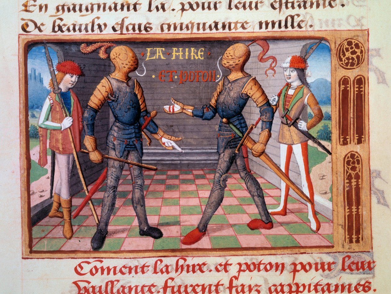 Guerra dos Cem Anos: "Etienne de Vignoles ou Vignolles dit La Hire (Lahire) (1390-1443) e Jean Poton, senhor de Xaintrailles (ou Saintrailles) (v. 1400 a 1461), companheiros de Joana d