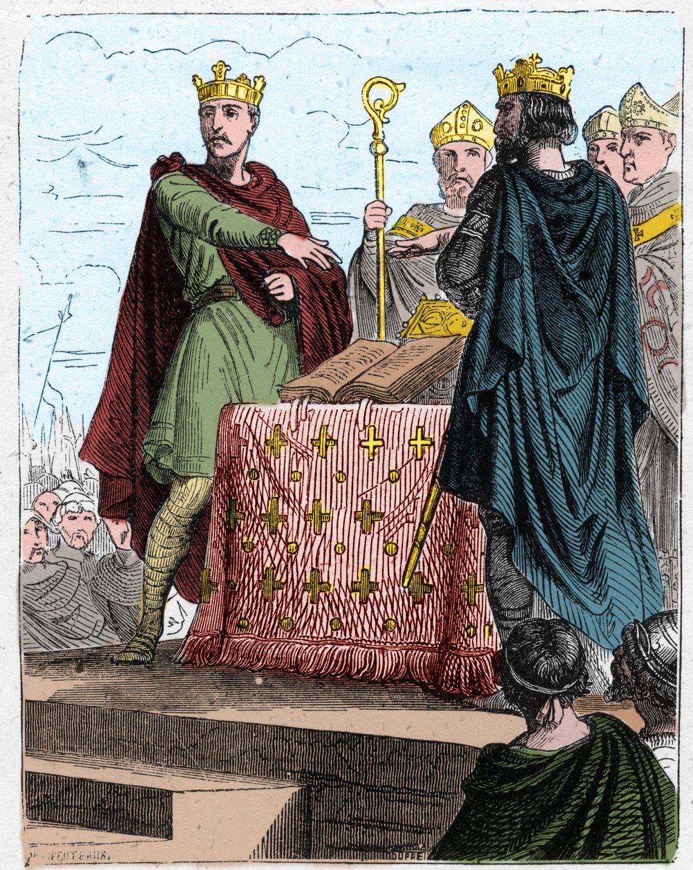 Guerra dos Cem Anos: trata Bretigny a 8 de Maio de 1360, no castelo de Bretigny (perto de Chartres), entre os plenipotenciários do Rei Eduardo III de Inglaterra e os de Carlos, filho do Rei João II de França. de Unknown artist