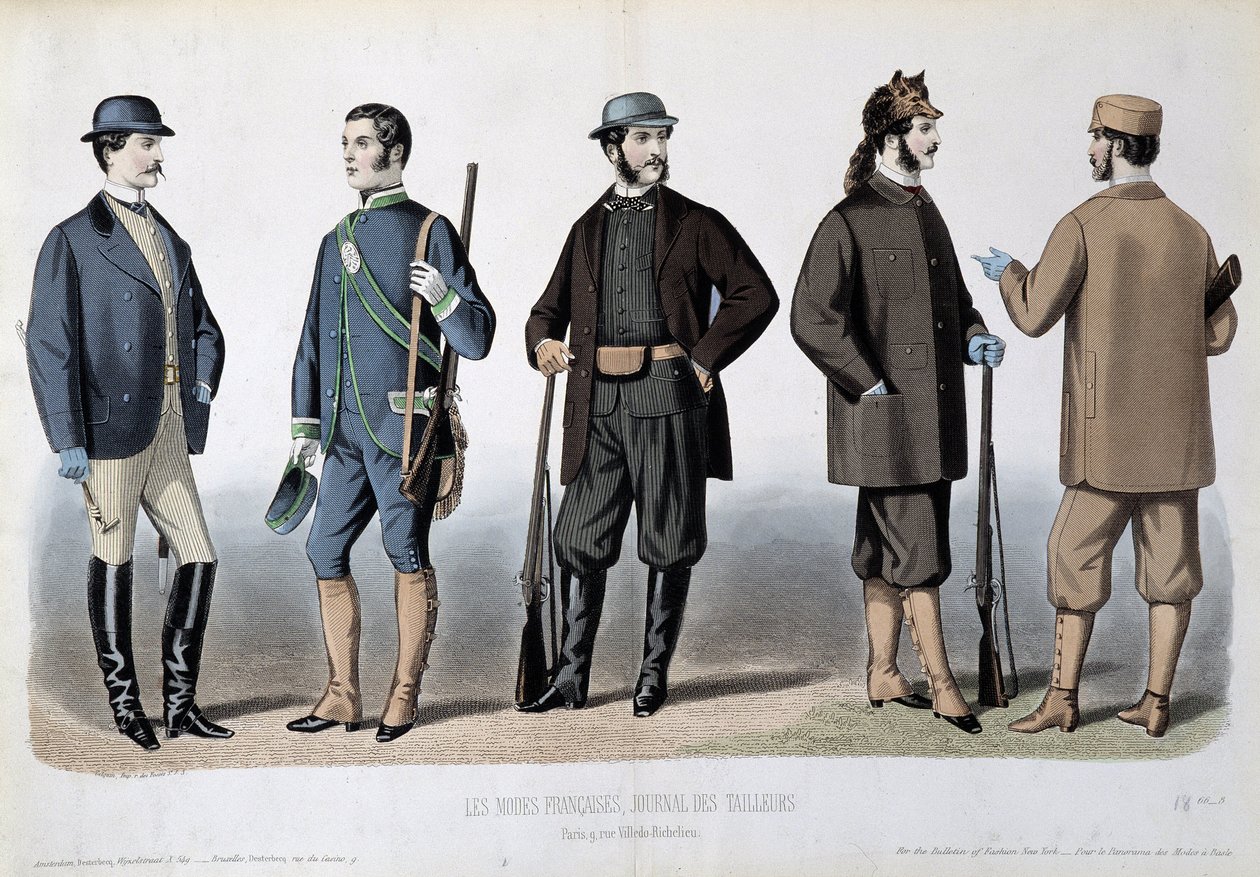 Roupas de caça, "Le Journal des tailors". de Unknown artist