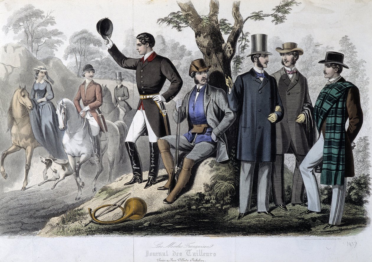 Roupas de caça, "Le Journal des tailors". de Unknown artist