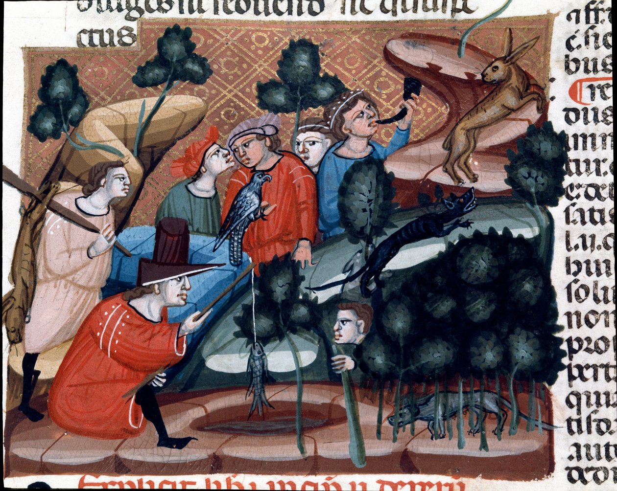 Cenas de caça Miniatura retirada do Código Justiniano (Codex Justinianus), uma coleção de leis e instituições publicadas sob o Imperador Romano Justiniano I de Bizâncio (483-565) de Unknown artist