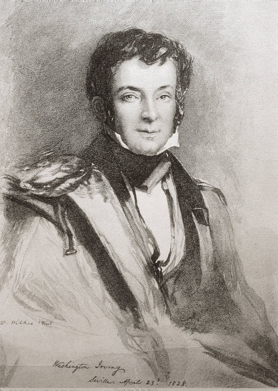 IRVING, Washington (1783-1859). Romancista e historiador norte-americano. Retrato feito em Sevilha (1828). Litografia. de Unknown artist