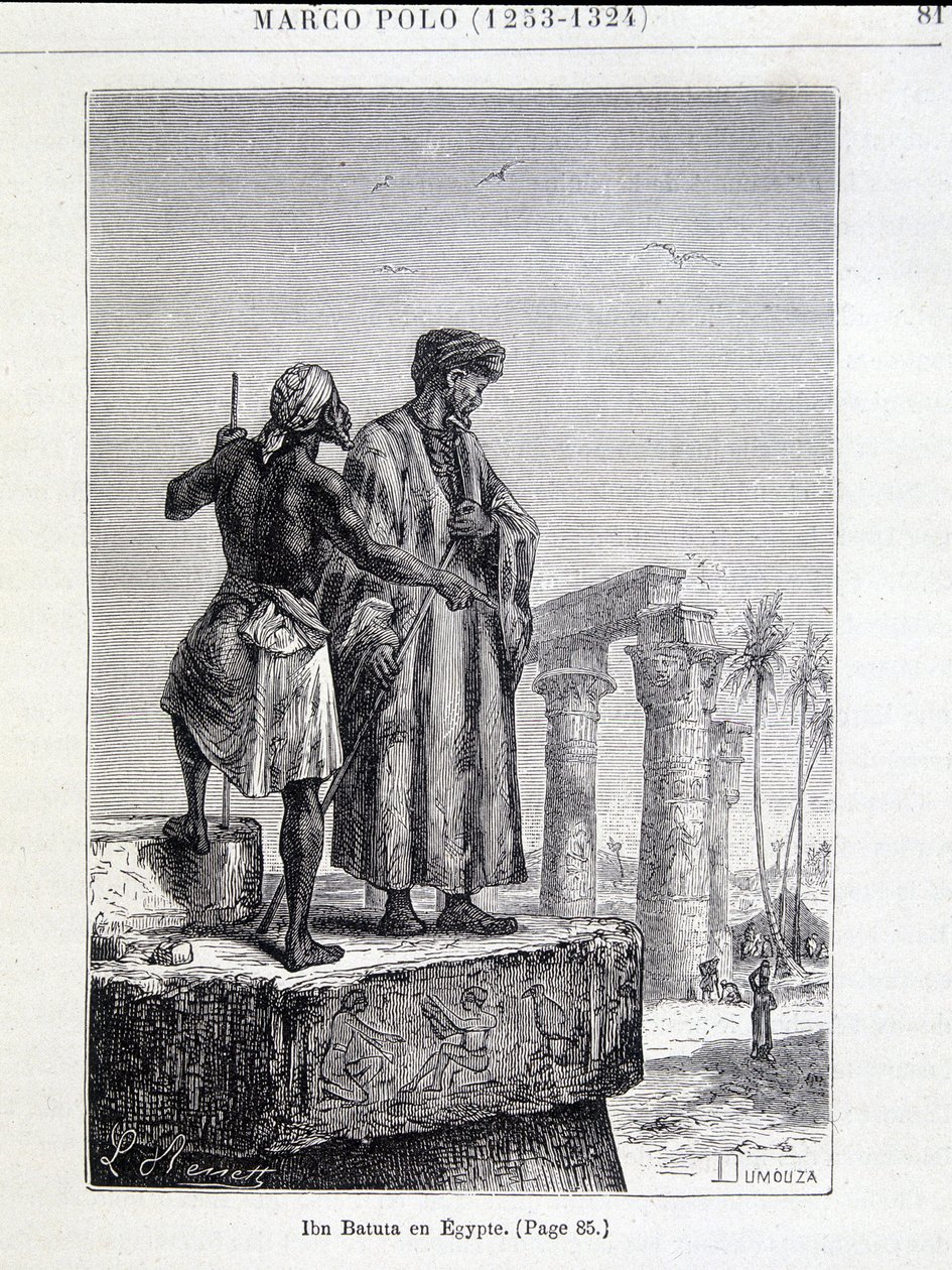 Ibn Battuta (1307-1377) no Egito - em "Discovery of the Earth" por Jules Verne de Unknown artist