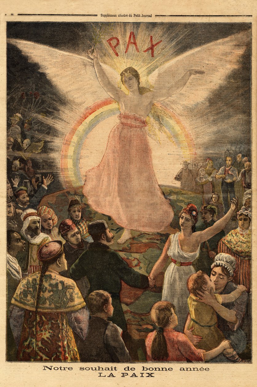 Ilustração para a saudação de Ano Novo de 1894, paz para todas as nações. Gravação no "Le petit journal" 1/01/1894. A coleção de Selva. de Unknown artist