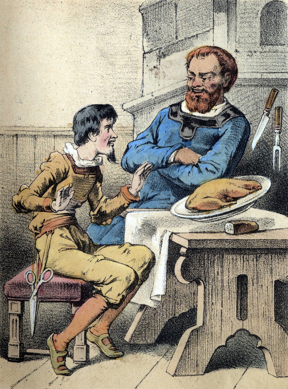 Ilustração dos contos de Franz Hoffmann "Tales et Fables - Le Joyeux petit tailleur". Cromolitografia do século XIX. de Unknown artist