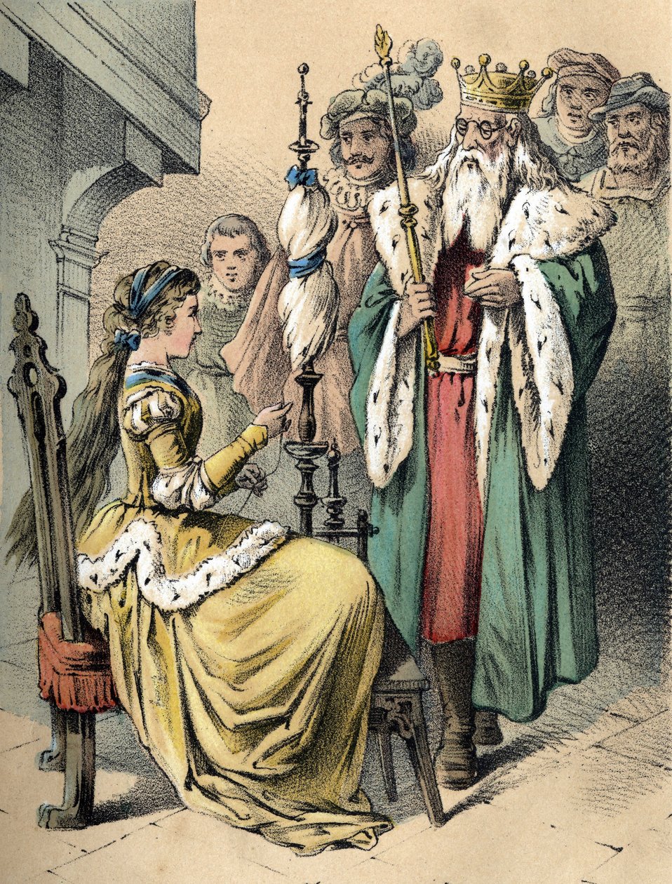 Ilustração dos contos de Franz Hoffmann "Tales et Fables - Weifsh¿ndchen und Breitf¿fschen". Cromolitografia do século XIX. de Unknown artist