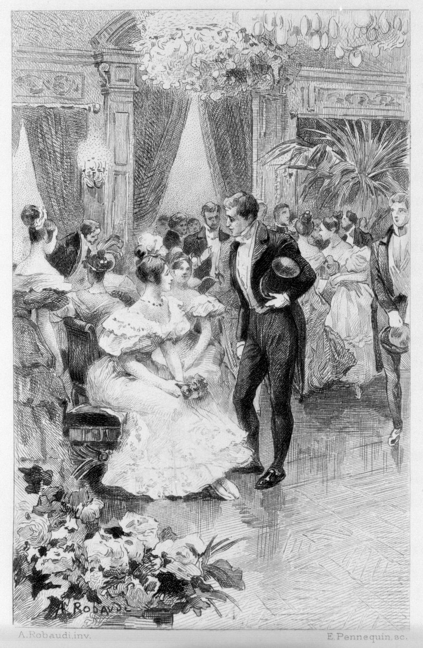 Ilustração de "Le Rouge et le Noir" de Stendhal. Gravura do final do século XIX. de Unknown artist