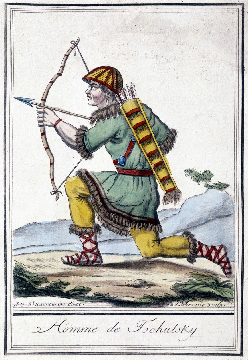 Ilustração de um caçador russo (Tschutsky) no século XIX. de Unknown artist