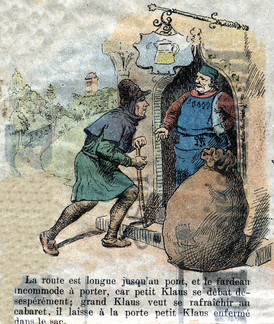 Ilustração do final do século XIX para o conto de Hans Christian Andersen (1805-1875) "Grand Claus and Little Claus" (Klaus). Coleção particular. de Unknown artist