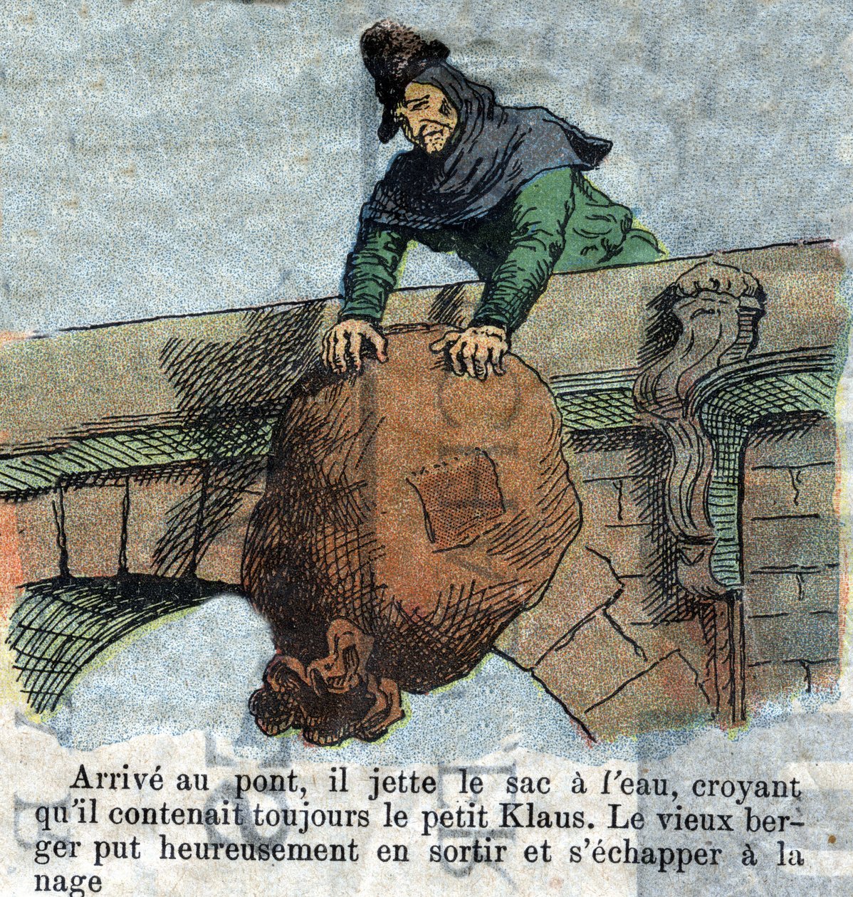 Ilustração do final do século XIX para o conto de Hans Christian Andersen (1805-1875) "Grand Claus and Little Claus" (Klaus). Coleção particular. de Unknown artist