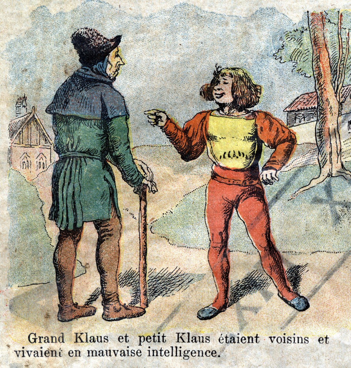 Ilustração do final do século XIX para o conto de Hans Christian Andersen (1805-1875) "Grand Claus and Little Claus" (Klaus). Coleção particular. de Unknown artist