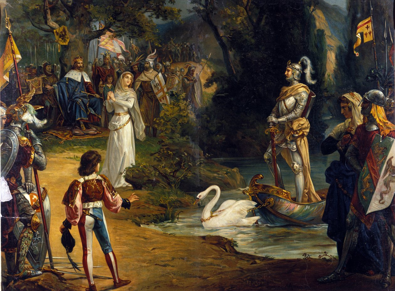 Ilustração da ópera "Lohengrin" do compositor alemão Richard Wagner (1813-1883). Cromolitografia de Unknown artist