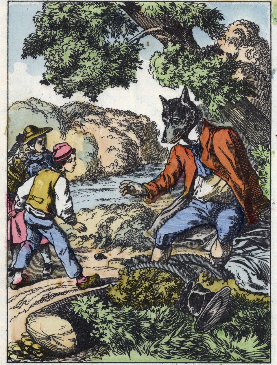 Ilustração do conto "Good Mom Mom Sheep". Em "Contos da casa para os pequenos". Gravura anónima do século XIX. de Unknown artist