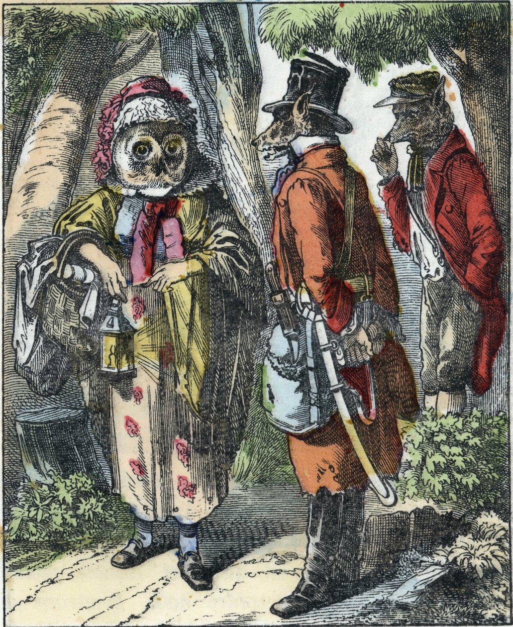 Ilustração do conto "Good Mom Mom Sheep". Em "Contos da casa para os pequenos". Gravura anónima do século XIX. de Unknown artist
