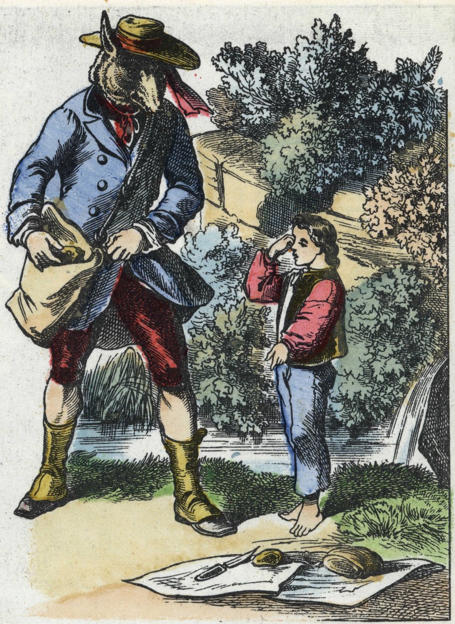Ilustração do conto "Good Mom Mom Sheep". Em "Contos da casa para os pequenos". Gravura anónima do século XIX. de Unknown artist