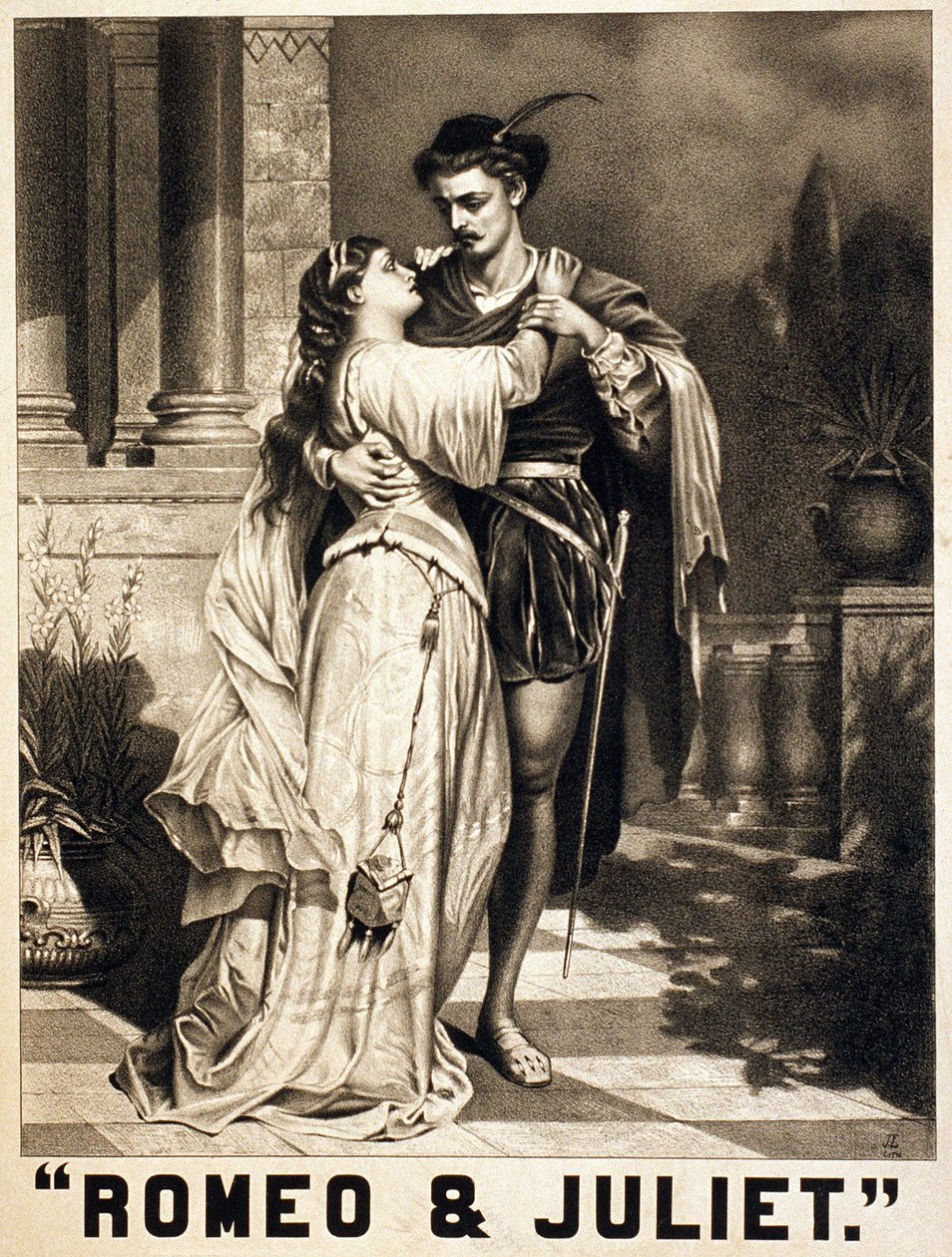 Ilustração em Romeu e Julieta por Shakespeare. Litografia, por volta de 1880. de Unknown artist