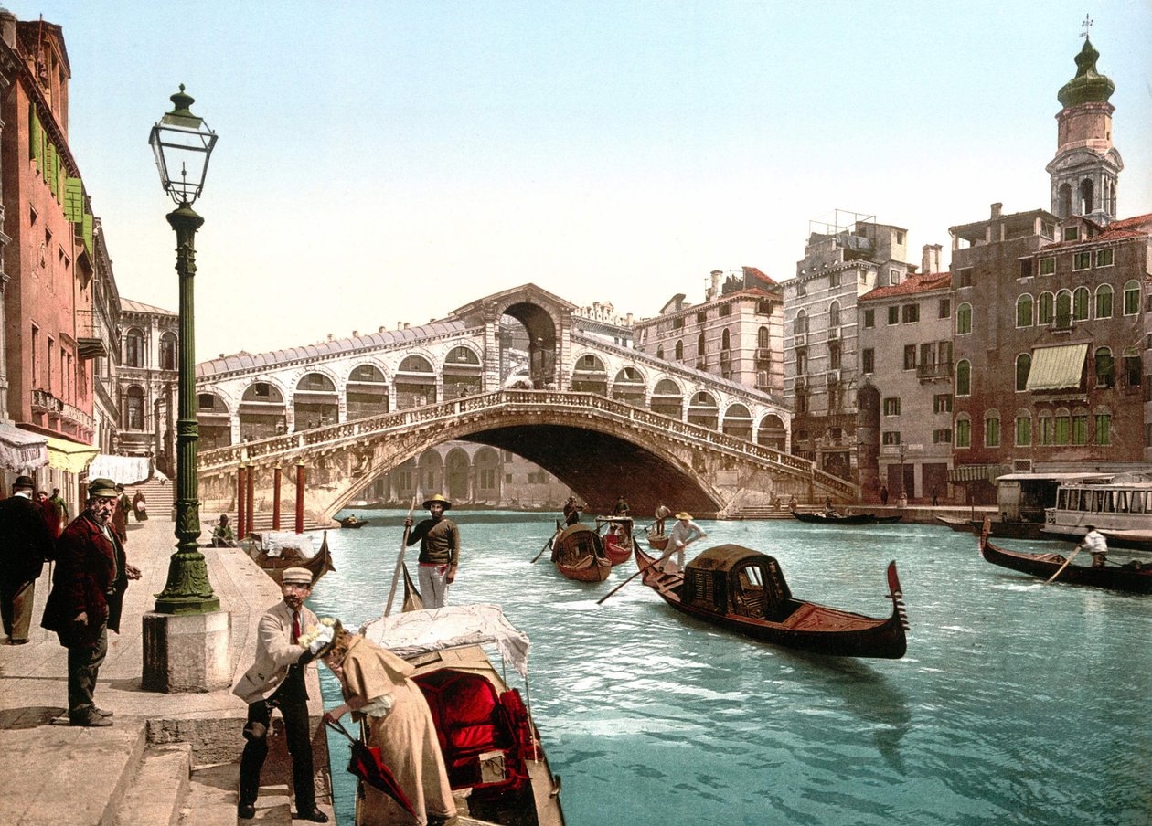 Ilustração representando o Grande Canal em Veneza. Fotocromia do final do século XIX. de Unknown artist