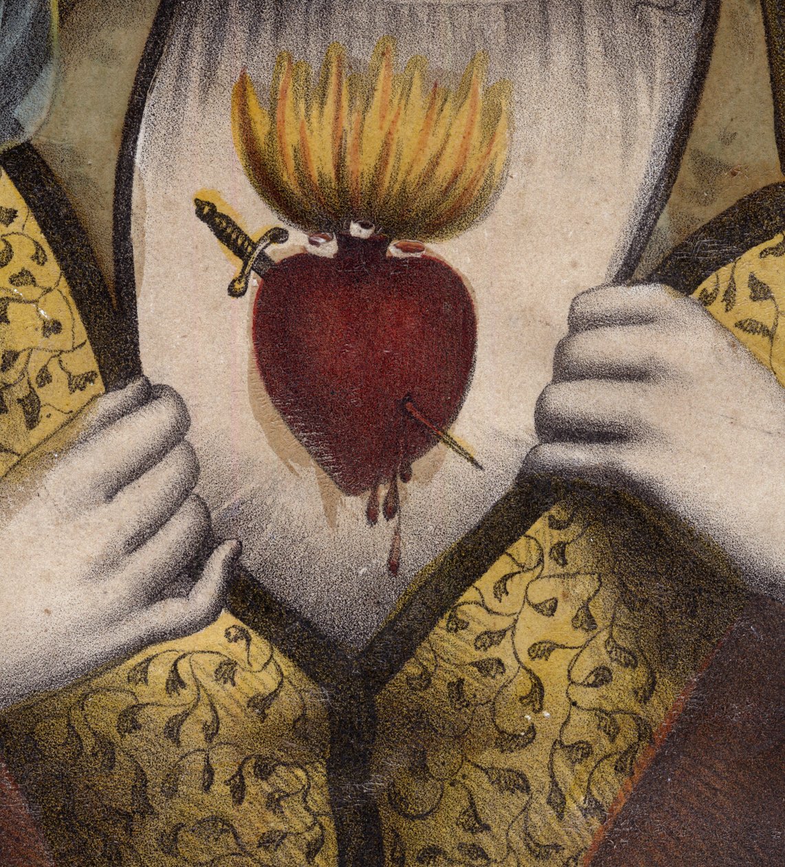 Imaculado Coração de Maria - Imagem Religiosa do Sagrado Coração de Maria (Detalhe) - Gravura do século XIX - Sagrado Corazon de Maria - Inmaculado Corazon de Maria - de Unknown artist