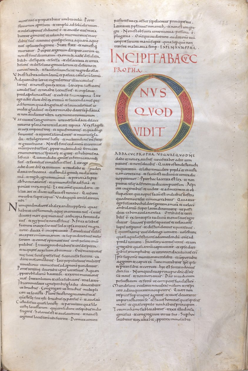 Incipit Habacuc Propha. Incipit do Livro do Profeta Habacuc, século XI (miniatura, manuscrito membranoso) de Unknown artist