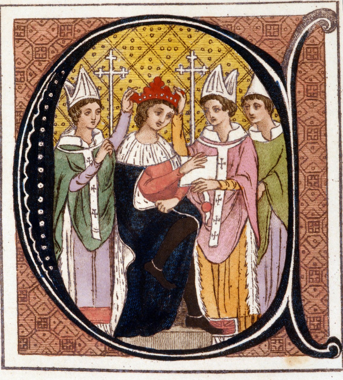 Inconoração de Eduardo I da Inglaterra (1239-1307) em 1272. Gravura do século XIX. Biblioteca nazionale Braidense. Milão de Unknown artist