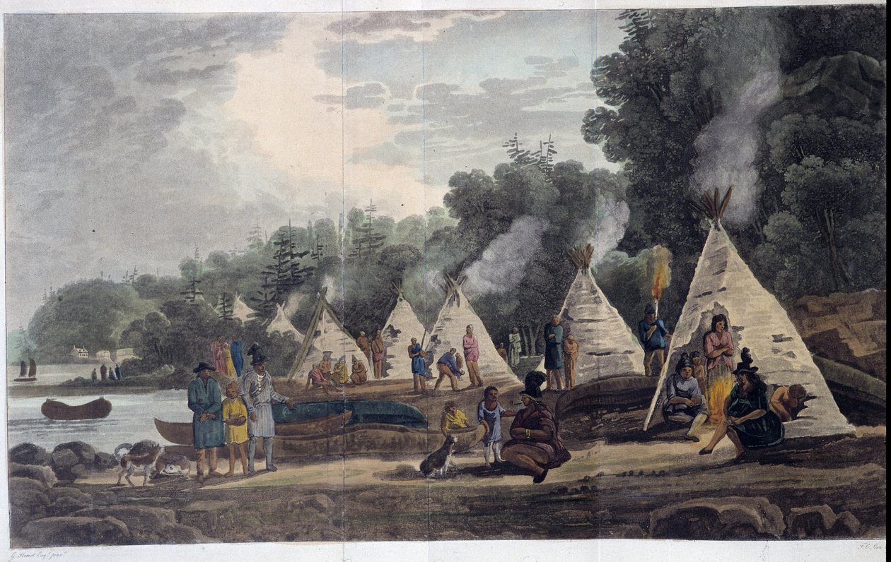 Indian Camp; em "Travels through Canada", de George Heriot, ed. Londres de Unknown artist